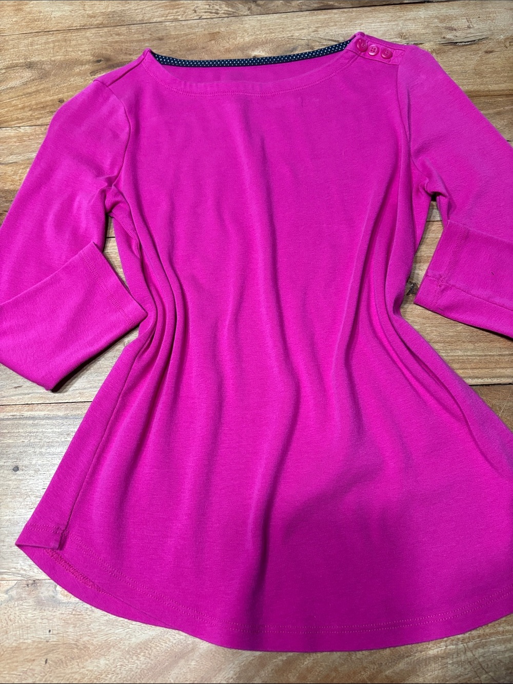 Charter Club Bright Fuchsia Boatneck Top with Shoulder Buttons Size PP